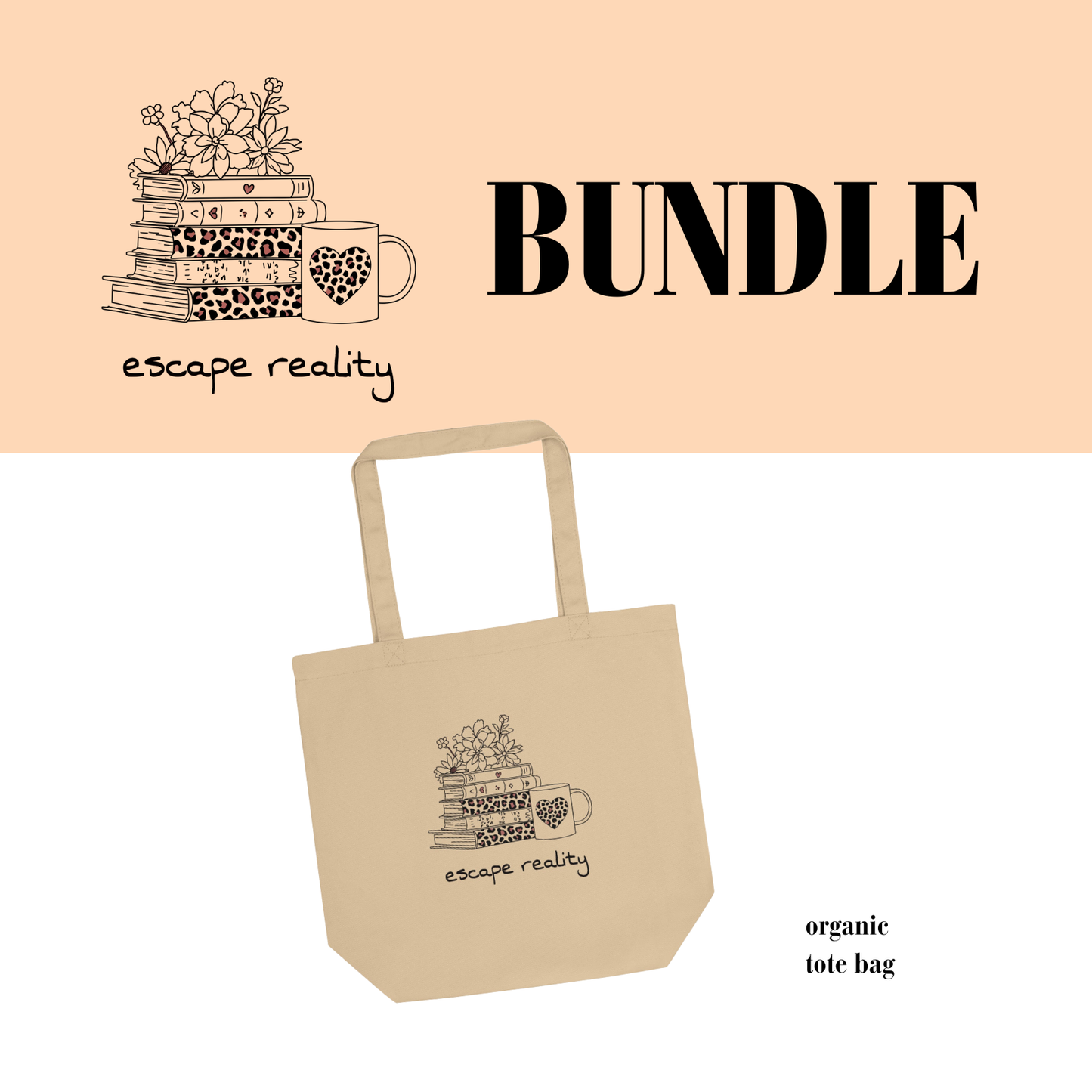 Escape Reality Bundle | Book Lover Gift Set with Tote, Mug & Printable Bingo Bookmarks | Cozy Reader Kit