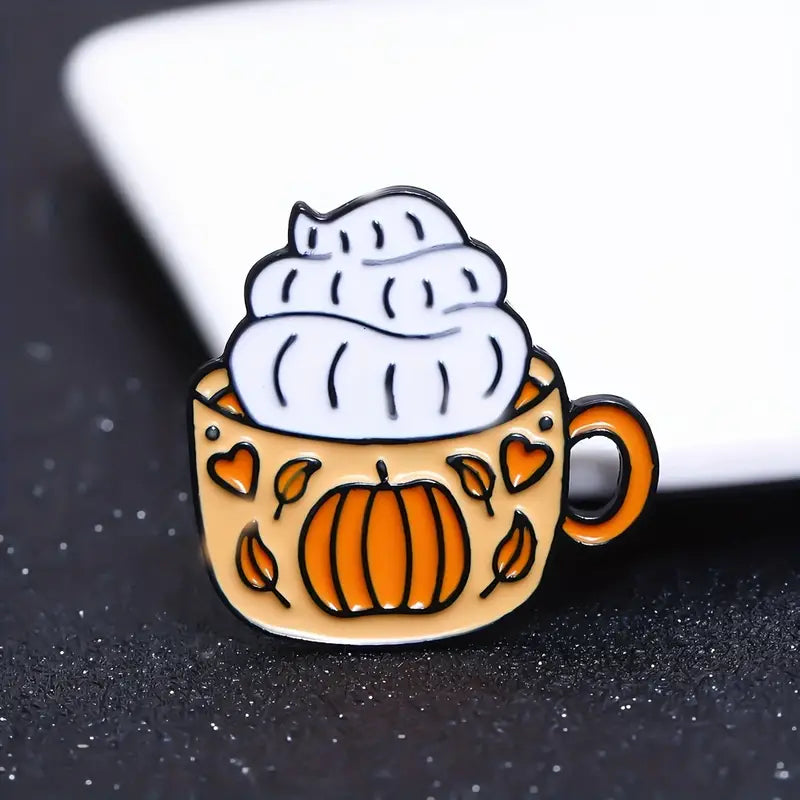 🎃 Pumpkin Latte Enamel Pin – Cozy Fall Coffee Vibes for Book Lovers