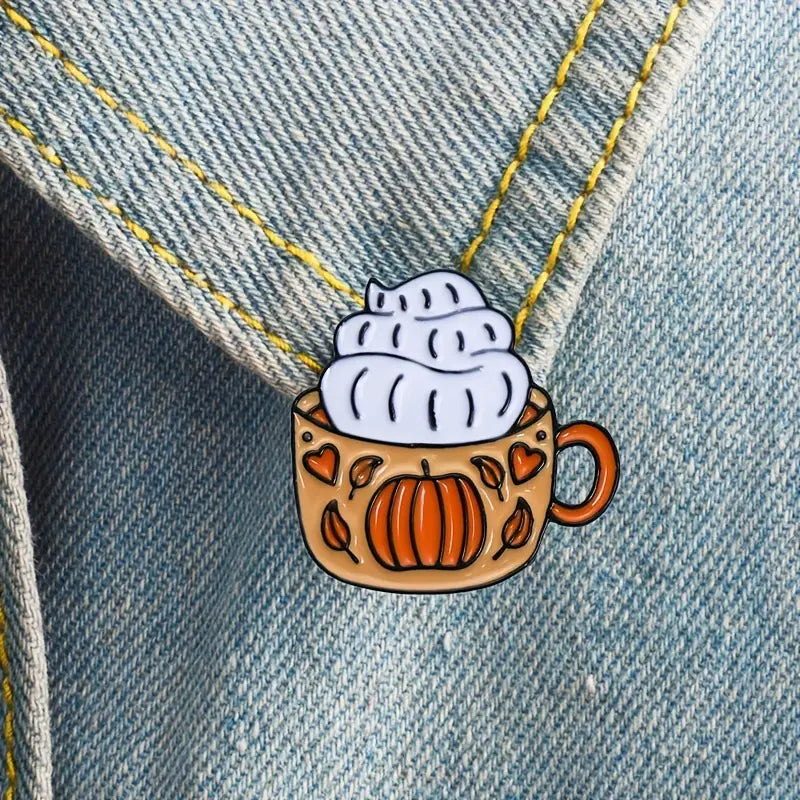 🎃 Pumpkin Latte Enamel Pin – Cozy Fall Coffee Vibes for Book Lovers