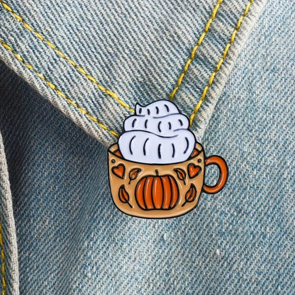 🎃 Pumpkin Latte Enamel Pin – Cozy Fall Coffee Vibes for Book Lovers