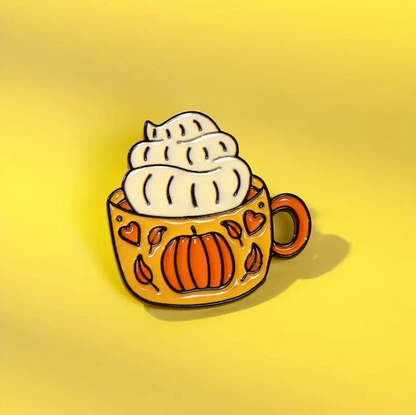 🎃 Pumpkin Latte Enamel Pin – Cozy Fall Coffee Vibes for Book Lovers