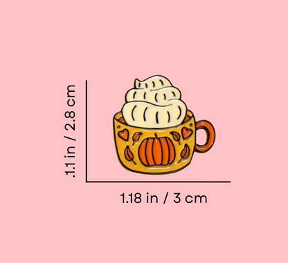 🎃 Pumpkin Latte Enamel Pin – Cozy Fall Coffee Vibes for Book Lovers